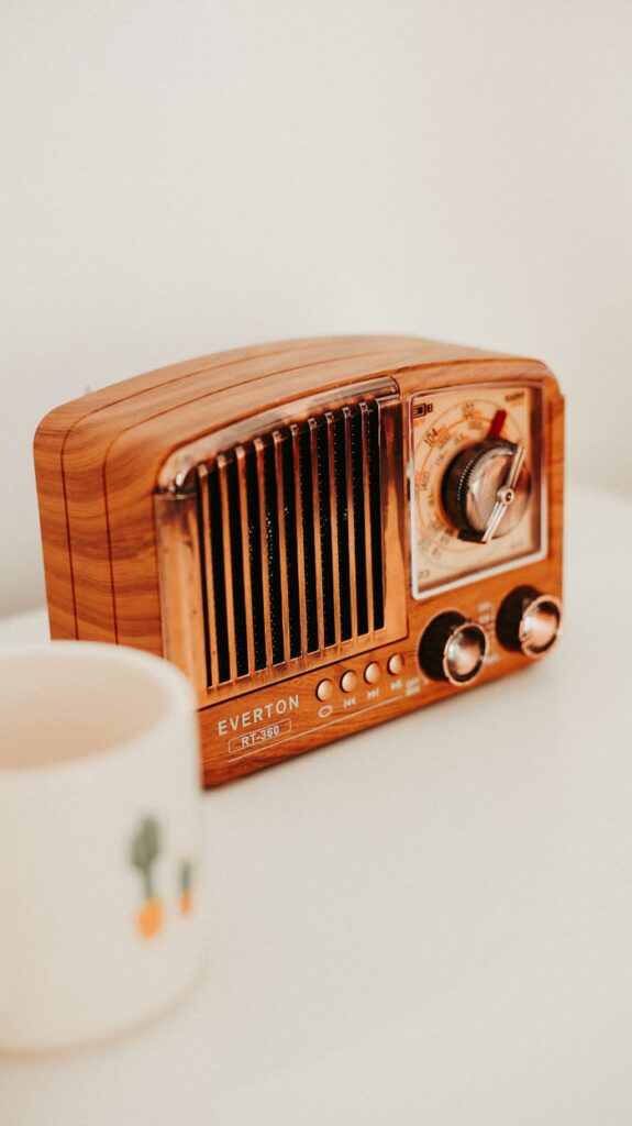 Close-up of a Wooden Radio